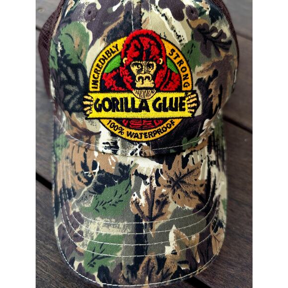 Gorilla Glue Camo Baseball Mesh Trucker Hat New Embroidered Patch Adjustable - Picture 7 of 7